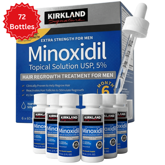 Kirkland Minoxidil Liquid Extra Strength Hair Regrowth Treatment, 5% Topical Solution, 72 Months Supply
